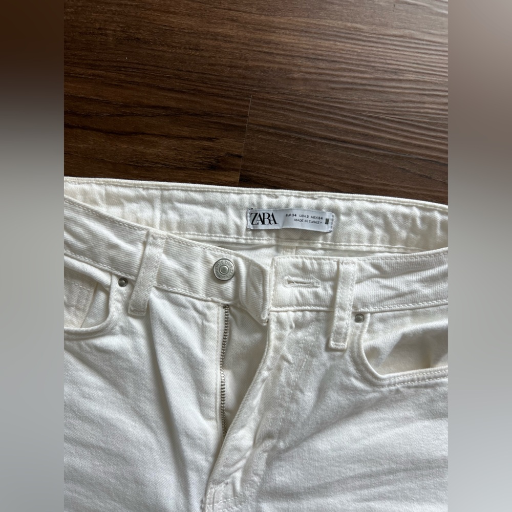 Zara Off-White Denim Pants - Picture 3 of 4